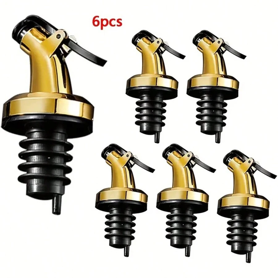 2/4/6 Pcs Multi-Color Gold/Silver Oil Bottle Spouts, Plastic Bottle Caps, Pump Dispenser Tops, Versatile Oil Bottle Pouring Accessories