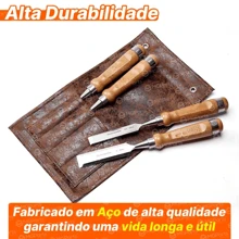 Kit 4 Professional Wood Chisels Coarse Carving Set 4 Pieces - 摩卡棕 - 查看 2