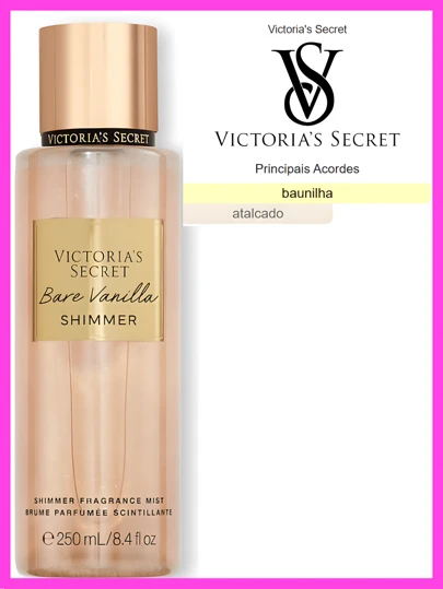 Perfume Feminino Victorias Secret Bare Vanilla Shimmer Body Splash Corporal 250ml | Original