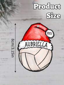 1 件定制球主题圣诞装饰吊坠、个性化亚克力排球运动员圣诞装饰、排球礼物、带圣诞帽的个性化排球装饰、圣诞树节日吊坠 - 白色 - 查看 3