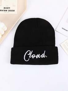 1 chiếc mũ len thêu chữ đám mây, mũ len ấm áp cho nam và nữ chơi thể thao vào mùa thu/đông, mũ len chữ đi phố chống lạnh, mũ len thời trang mùa đông Giáng sinh cho nam, mũ len trượt tuyết - 1 cái - Xem 12