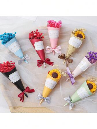 1 朵永生花，鲜花包装纸，适合送给母亲、女朋友、朋友的生日或周年纪念礼物，母亲节情人节礼物，婚礼纪念品和节日派对家居餐桌装饰礼物，送给女性的生日或派对礼物。