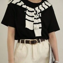 1 件时尚金色双 D 形环装饰腰带，适合女性日常使用，夏季、秋季、万圣节 - 腰帶 - 查看 11