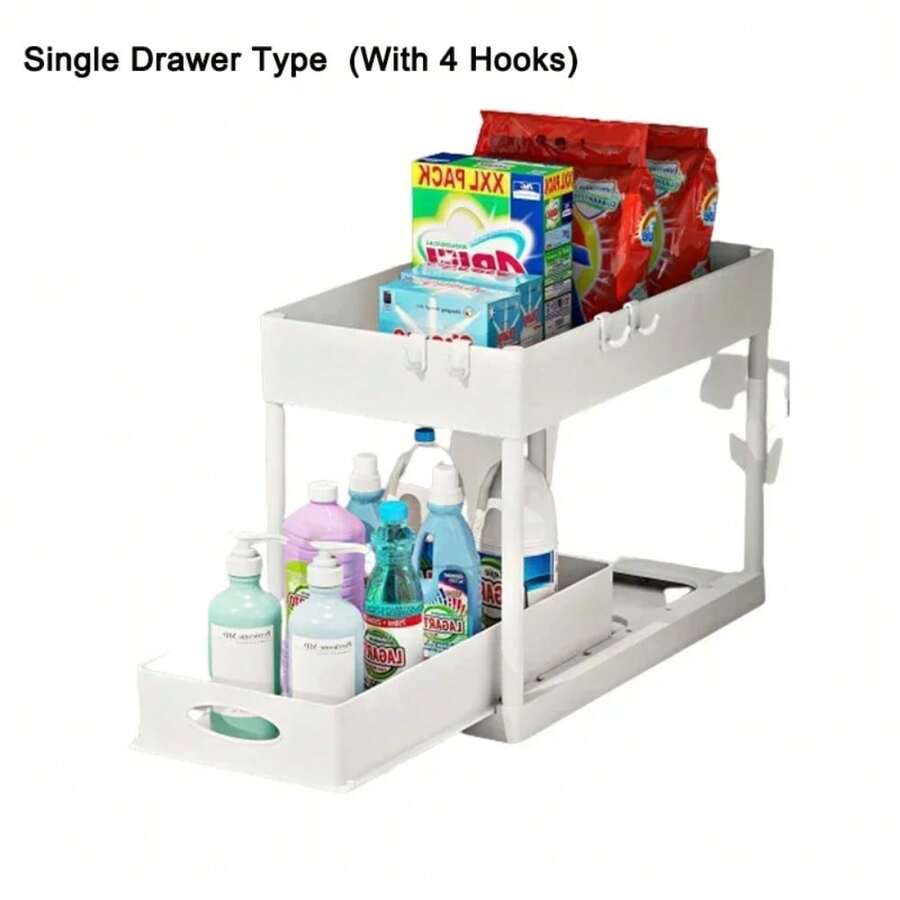 Kitchen Under Sink Storage Organizer 2 Tier Drawer Multipurpose Rack