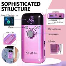 45,000 RPM Electric Nail File, Professional Nail Drill Machine, Portable Electric Nail Care Tool For Manicure, Pedicure & Cuticle Care