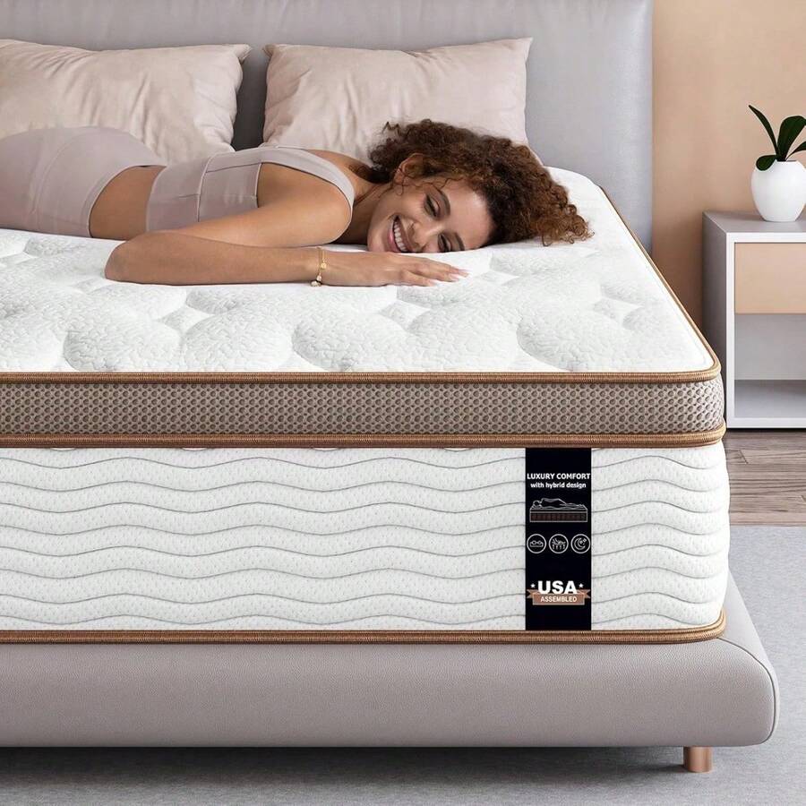 Queen Mattress 14 Inch Hybrid Mattress In A Box Individually