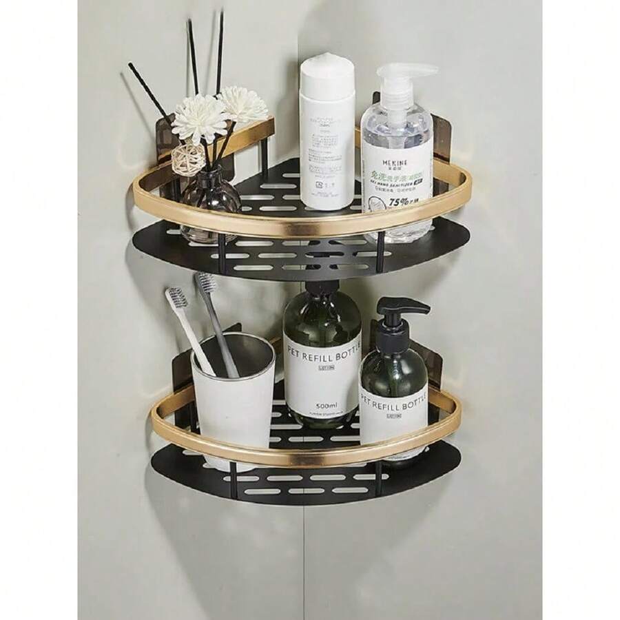 Bathroom Shelf Aluminum Shower Shelf Glass Shower Shelf Black Finish