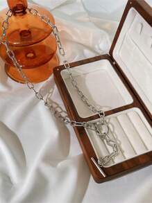 Nuevo Collar De Acero Inoxidable Con Cadena De Estilo Metálico Salvaje Con Hebilla De Ot Plateada, Versátil Para Hombres