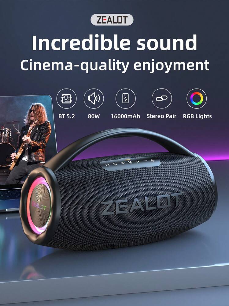 ZEALOT ZEALOT S97 80W ワイヤレススピーカー、野外用ポータブル