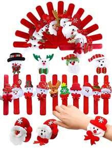 1/6/12 pièces Décoration de bracelet de cercle à tapoter pour la fête de Noël, cadeau, Père Noël, bonhomme de neige, renne, décoration de fête du Nouvel An (style aléatoire), Noël