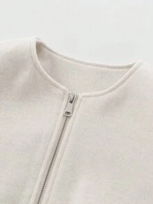 Women's Bomber Jacket Autumn Winter Outerwears Short Varsity Aviator Cropped Coats - White - View 8