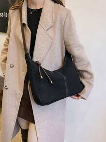 Bolsa de ombro balde fosco retrô feminina, grande capacidade, versátil