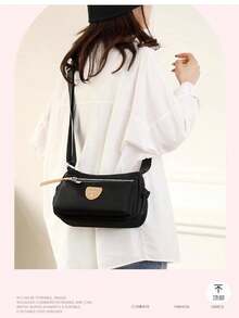 Simple Ladies Waterproof Nylon Canvas Bag - 黑色 - 查看 2