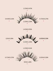 3 Pairs Magnetic False Eyelashes Kit With Mirror & Applicator Reusable Glue-Free Eyelashes Natural Manga Eyelashes Cat Eye Fluffy Faux Mink Eye Lashes With Tweezers Makeup Tool For Beauty, Travel, Daily Work,Halloween,Cosplay - 黑色 - 查看 5