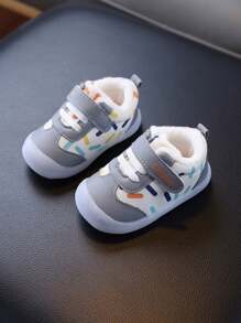Zapatillas de invierno suaves y antideslizantes, impermeables y con forro térmico, de estilo lindo y a la moda para niños y niñas de 6 meses a 3 años, zapatos casuales para caminar en interiores/exteriores con y banda elástica, fácil de poner y quitar, para bebés