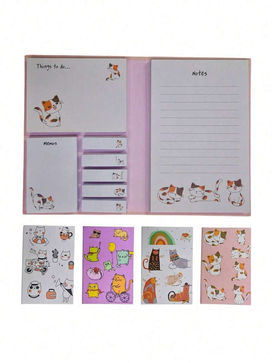 Kitten Sticky Notes Pad 560 Sheets Hard Cover - 乾枯玫瑰色 - 查看 1