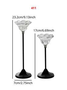 1 Bộ chân nến thủy tinh, chân nến lãng mạn ngày lễ tình nhân châu Âu, thích hợp cho bữa tối dưới ánh nến, tiệc sinh nhật, tiệc khách sạn, đám cưới, trang trí bàn, trang trí phòng - Nhiều màu - Xem 2