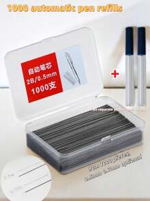 1000 支 0.5 毫米和 0.7 毫米自动铅笔芯替换芯，2B 级，含 2 个铅笔芯支架，高品质，大容量，方便携带