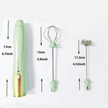 J-16 家用电动咖啡奶泡器，电动奶泡器，牛奶搅拌器，双头设计，三档速度调节，USB充电，奶泡器，打蛋器，咖啡奶泡器，ABS+304不锈钢材质 - 彩色 - 查看 2