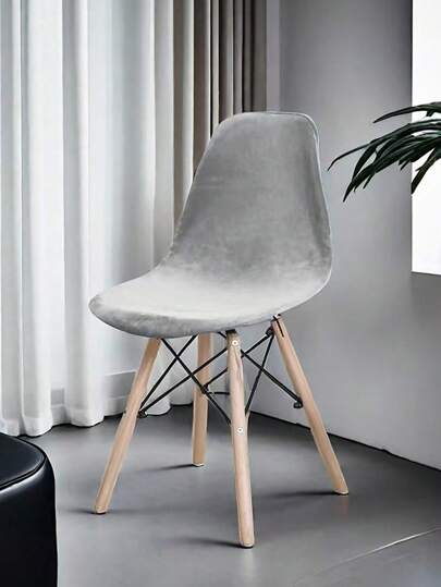 1PC, 2pcs,Solid Color Silver Fox Velvet, Velvet, Chair Cover, Elastic Shell Chair Cover, Nordic Makeup Stool, Wear Resistant To Dirt And Cat PAWS, Household Items, Solid Color, Backrest Chair, Cushion Cover, Suitable For Hotel Home Restaurant