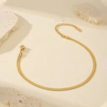 MONALLY 3pcs/Set Gold Color Fashionable Simple Chain Anklets For Women Beach Foot Jewelry Leg Chain Stainless Steel Ankle Bracelets 18K Gold Plated Accessories Gift - Yellow Gold - View 10