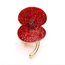 Rote Emaille Strass Kristall Diamant Mohn Brosche, Halloween Accessoires, Lehrertag, Weihnachtsgeschenk