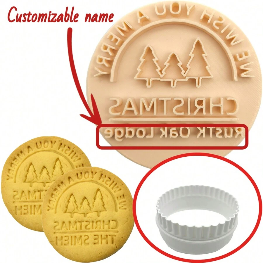 Personlized Christmas Cookie Stamps, Custom Cookie Baking Stamp With Your Name 3d Raised Design Merry Christmas Cookie Stamp Mold Merry Christmas Cookie Cutter - Multicolor - View 1