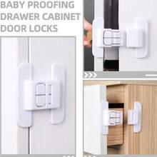 5pcs Refrigerator Safety Lock With Adhesive Pad, Fridge Freezer Lock, RV Fridge Lock, Oven Lock, Cabinet Lock, Drawer Lock, No-Drill Self-Adhesive Safety Lock - White - View 5