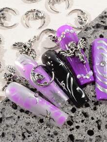 20 件/包 3D 天使宝宝美甲饰品金属指甲天使设计美甲配件 DIY 工艺美甲装饰女士美甲用品 - 銀色 - 查看 2