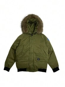 conciso Winterparka mit Kapuze, Dropped-Shoulder und gepolsterter Jacke mit Fake-Fellkragen