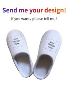 Custom Logo Men's Sweat-Absorbent Breathable Indoor Slippers, Memory Foam Closed-Toe Home Slippers - White - View 1