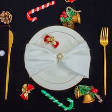 6/12 件香槟色餐巾，33*33 厘米，适用于婚礼、生日派对、宴会餐桌装饰 - 彩色 - 查看 20