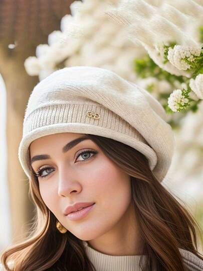 1 pezzo Cappello lavorato a maglia in lana versatile da donna per autunno e inverno, cappello in lana, comodo e caldo, cappello impilabile