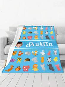 1pc Custom Photo Blanket ,Personalized Gift, Good Christmas Gifts,Personalized Blankets,Gifts For Kids,Girl /Boys Custom Face And Name Blanket, Personalized Blanket With Kids Face,Unicorn/Rainbow/Animals Pattern Blanket For Children, Name Plush Blanket Little Girl/Boys,Best Friend Photo/Text Blanket