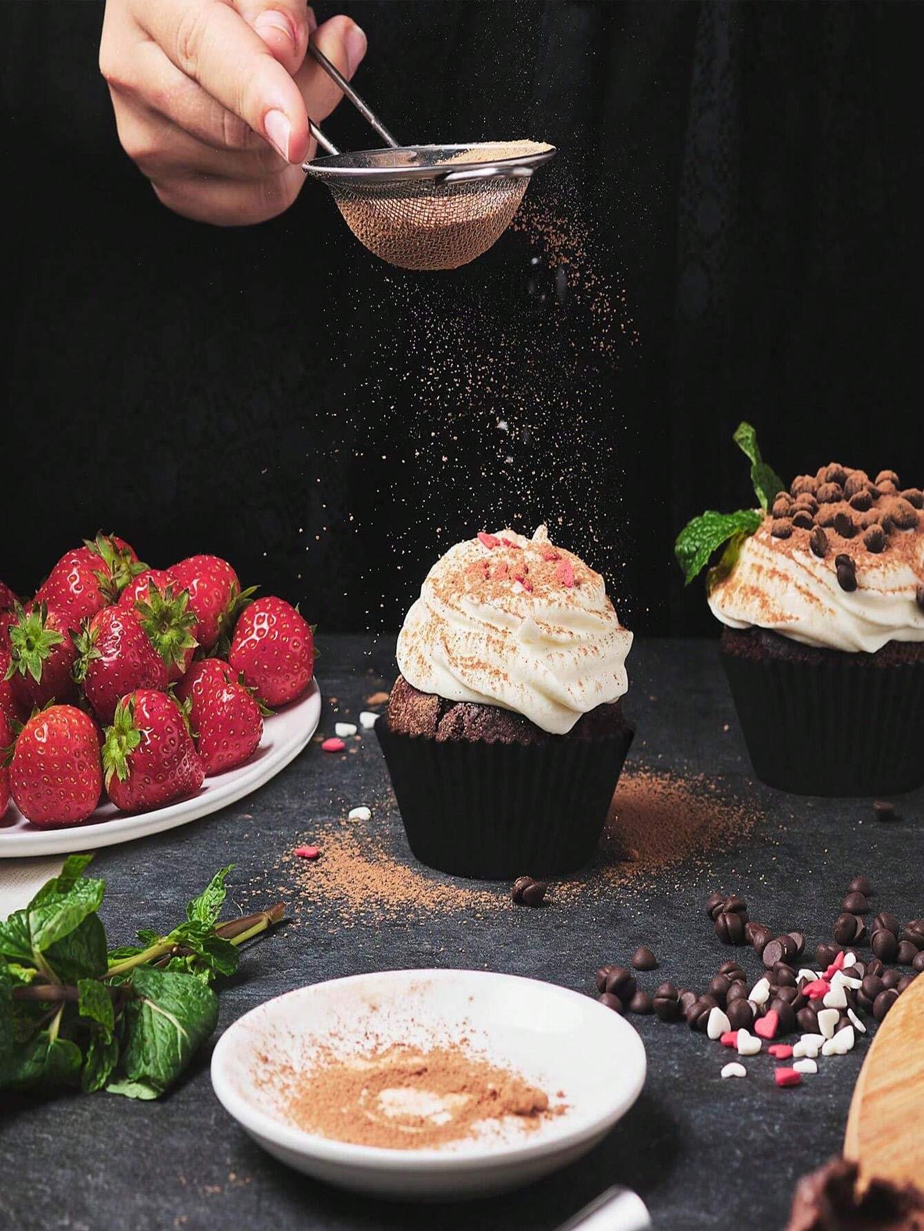 200 PCS Black Cupcake Liners Muffin Standard Size, Baking Cups