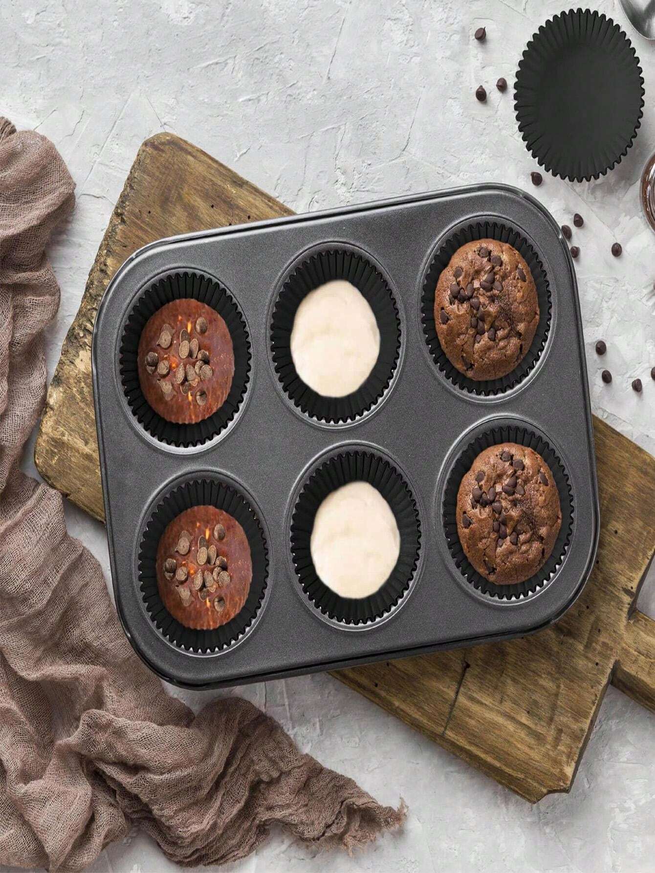 200 PCS Black Cupcake Liners Muffin Standard Size, Baking Cups