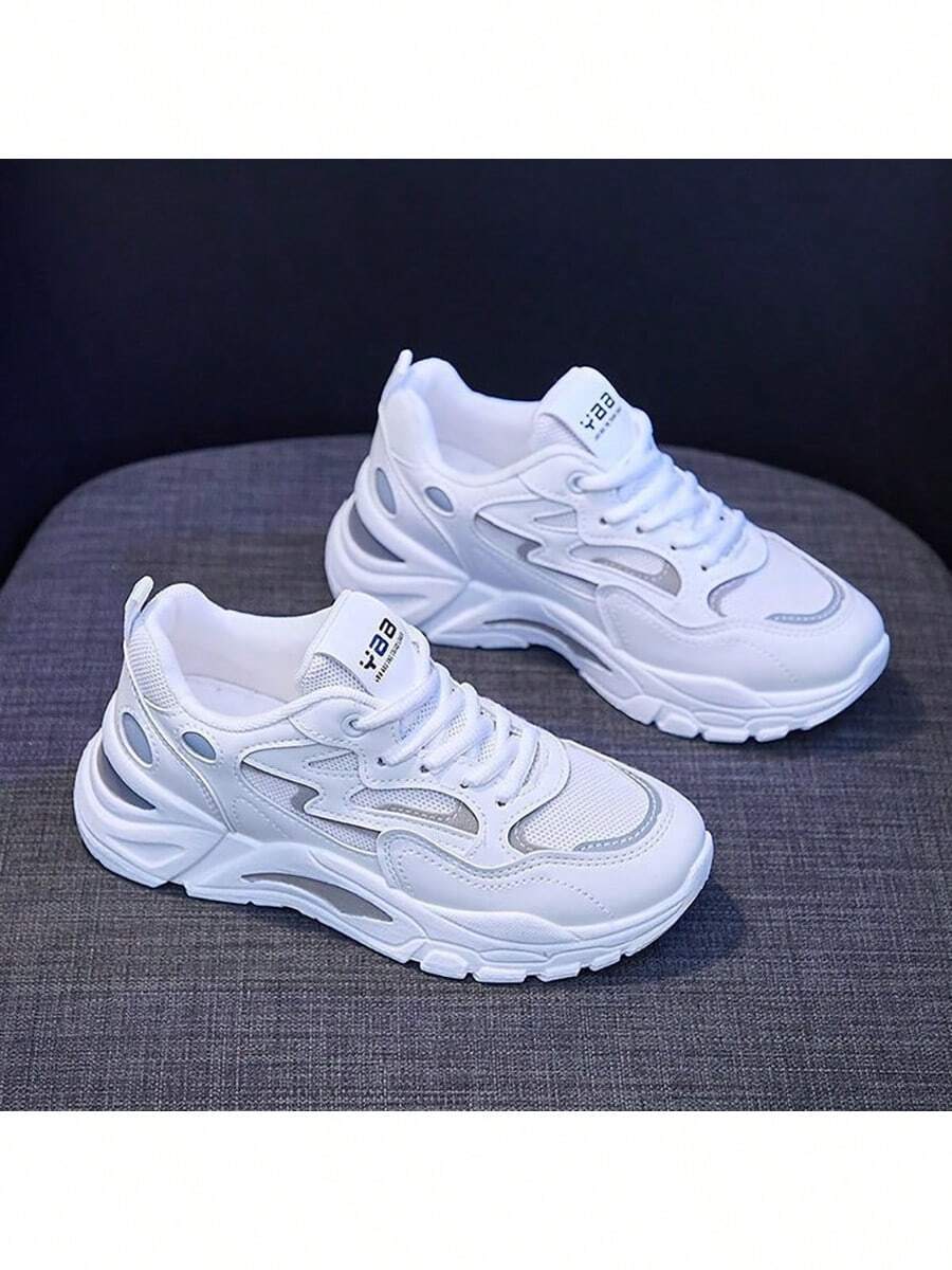 Spring And Autumn New Fashion Breathable Korean Fashion Women's Casual Thick Sole Comfortable Sports Tennis Shoes