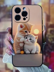 Tương thích với iPhone 16/15 Pro Max/16/16 Pro/16 Pro Max/16E, iPhone 14 cao cấp mới, 13 chống rơi, 12 mèo tình yêu, 11 tối giản, 8 Plus dễ thương, 7 cá nhân hóa, XR, XS ốp điện thoại mềm bảo vệ Unisex - màu đen - Xem 2