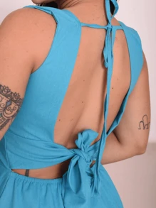 Chic Penelope Formal Viscolinho Long Dress - 藍色 - 查看 4