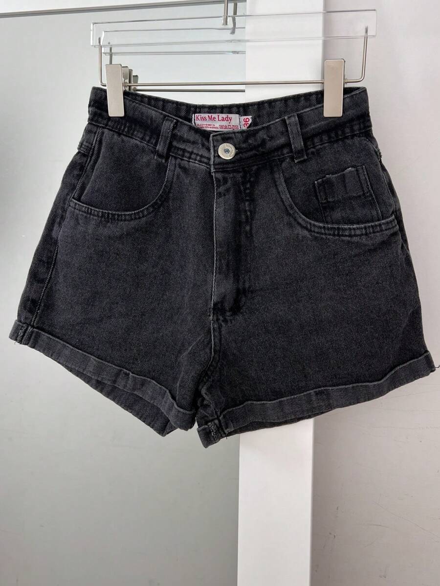 Saina Office 8234 Women's Jeans Shorts With Embroidery Casual Jeans High Waist Women's Jeans Shorts With Pocket Youth Natural 8234 - 黑色 - 查看 1