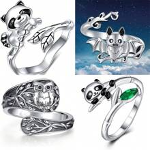 Anillo con diseño de hoja y koala inspirado en el estilo vintage - de aleación, perfecto para atuendos casuales y como regalo de Acción de Gracias