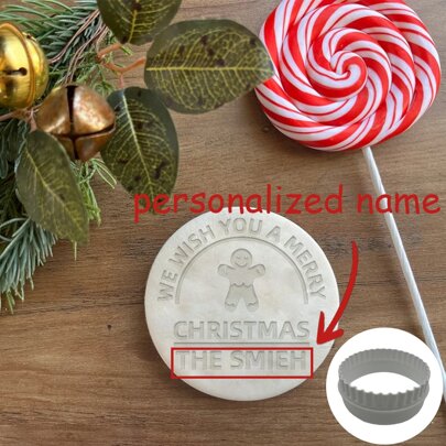 Personalized Cookie Cutter For Christmas, Holiday Baking Stamp, Stamp With Family Name, Perfect Christmas Gift, Acrylic Cookie Press, Embossed Cookie