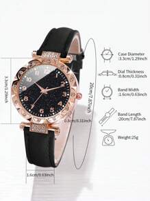 8pcs/Set Women's Fashion Casual Rhinestone Embellished Digit Dial Quartz Watch Combo - Multicolor - View 7
