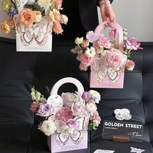 1 件鲜花插盒，情人节手持花盒，蝴蝶装饰母亲节礼物花盒送给妈妈，圣诞节和新年送给家人和朋友的礼物 - 彩色 - 查看 6