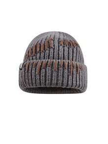 1 件厚韩式简约手工针织帽，男女保暖护耳帽，个性化街头服饰冬季弹力无檐便帽 - 針織帽 - 查看 5