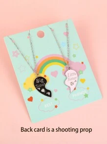 2入組大姐姐小妹妹BFF吊墜項鍊（適合女孩和女士），適合作為生日禮物、姐妹禮物、姐妹情項鍊