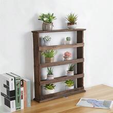 Vintage Wooden 4-Tier Spice Rack Wall Hanging Shelf Kitchen Storage Jars Stand - 1 - View 5