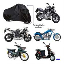 Funda de poliéster para motocicleta: resistente a los rayos UV y la arena, compatible con la mayoría de las motocicletas, color negro, resistente al sol y al viento, ideal para ciclismo al aire libre, accesorios para motocicletas, equipo de ciclismo, diseño moderno, material duradero, equipo de protección. - Negro - Ver 12