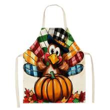 1PC Christmas Tree Turkey Santa Hat Snowman Christmas Gift 3D Pattern Linen Apron For Home Cooking, Kitchen Wear, And Cooking Enthusiasts - Multicolor - View 7