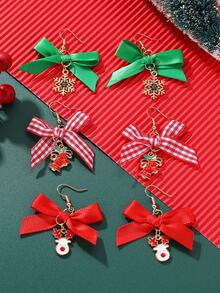 6 件女孩圣诞蝴蝶结耳环套装 - 彩色 - 查看 3